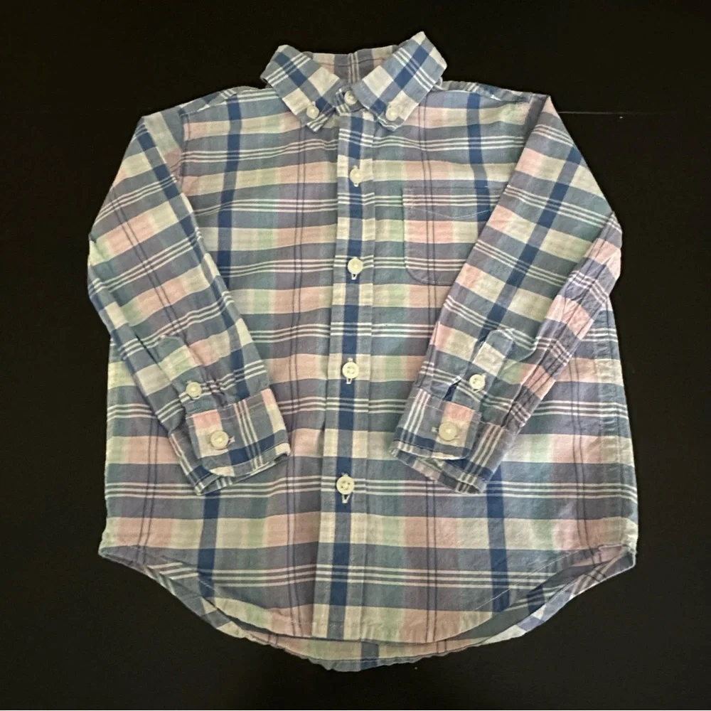 Boy’s Janie and Jack Pastel Plaid Button Down Shirt | 100% Cotton | Size 18-24M